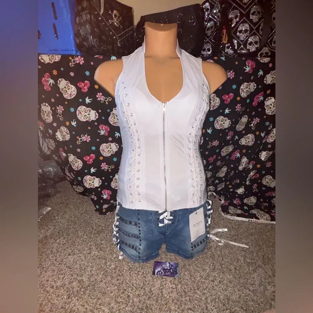 Lydia Lace Up Corset Top in White